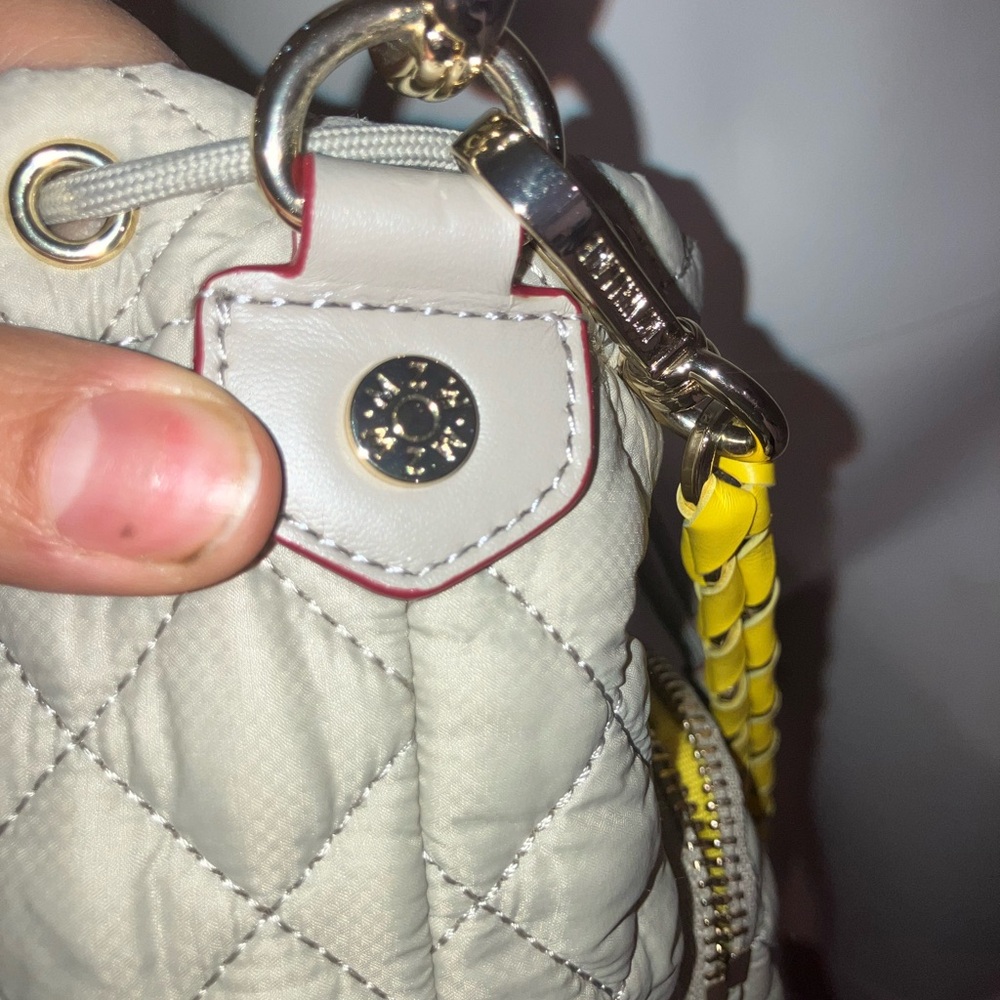 MZWALLACE Quilted Beige/gray Crossbody Bag with Yellow Accents - Picture 11 of 11
